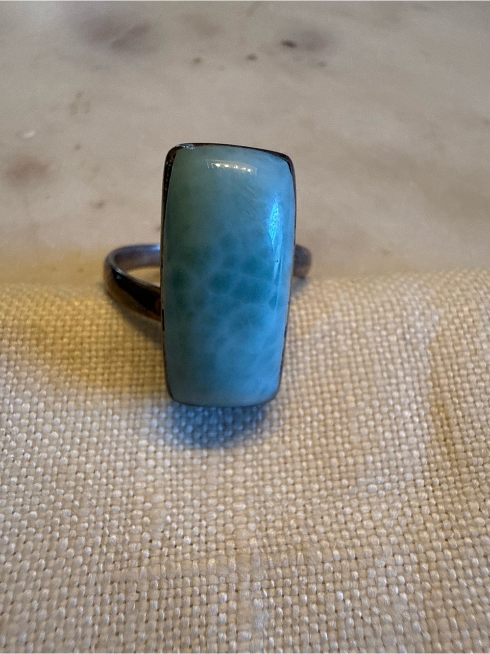 Larimar Rectangular Stone Ring - Picture 2 of 5